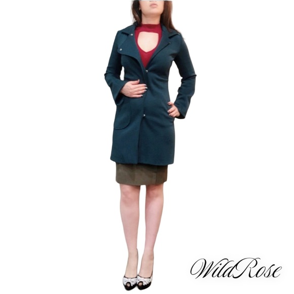 DVF DIANE VON FURSTENBERG Green Snap Trench Jacket SZ 4 - Picture 3 of 17